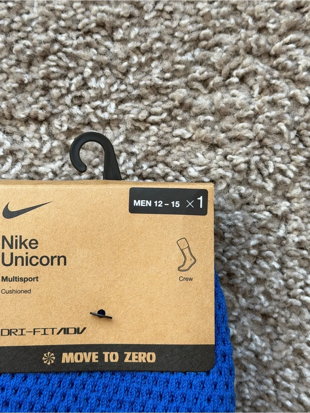 NIKE UNICORN DRI FIT MULTI SPORT CUSHIONED CREW SOCKS SIZE XL BLUE WHITE NEW